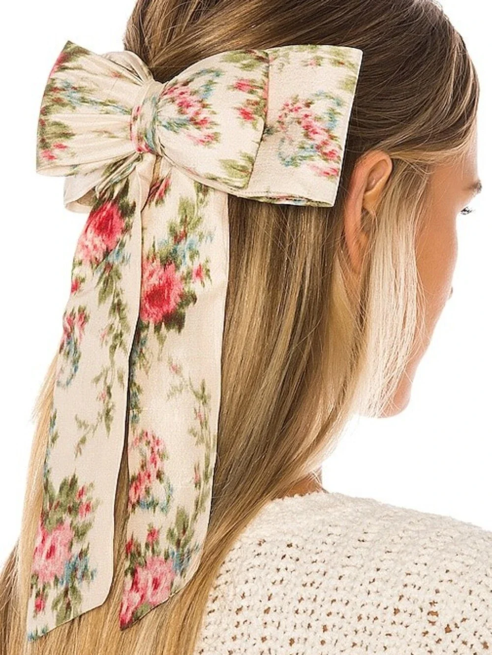 NWT LoveShackFancy 🎀 Lorna Dolce Silk Pink Floral Bow Barrette Hair Clip